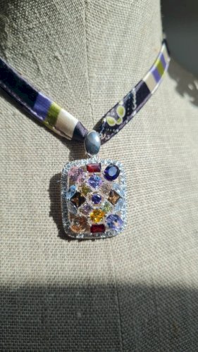 collier pendentif strass en argent 925 neuf