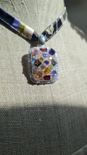 collier pendentif strass en argent 925 neuf