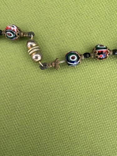 Collier perles de verre de Murano en chute vintage ancien Millefiori multicolore