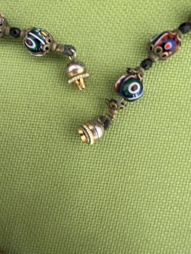 Collier perles de verre de Murano en chute vintage ancien Millefiori multicolore