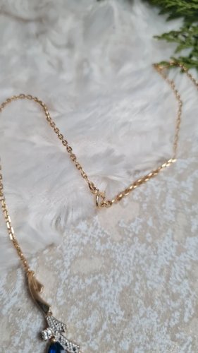 Collier plaqué or Masque et saphir bleu & blanc