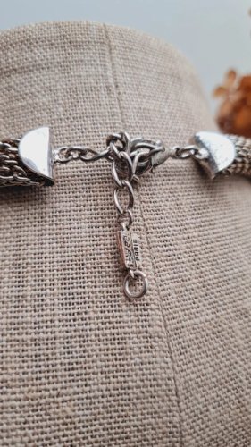 Collier Poggi paris en métal argenté vintage années 80 /90 graphique