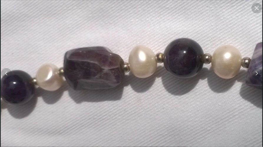 collier raffiné pierre précieuse améthyste naturelle et perle de culture