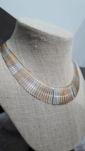 Collier - ras de cou Cléopâtre tricolore argent 925 Italie