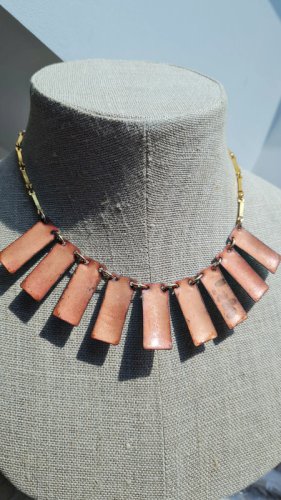 Collier - ras de cou -collier ancien émaillé signé