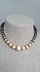 Necklace - choker - made of noble material and wood
