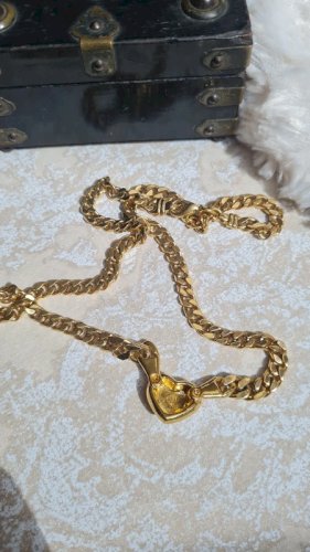 collier - ras de cou - vintage- collier fantaisie cœur avec strass