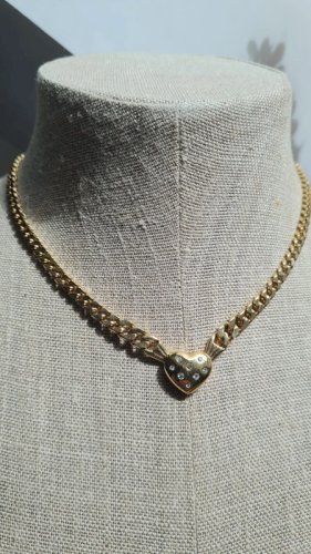 collier - ras de cou - vintage- collier fantaisie cœur avec strass
