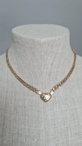 collier - ras de cou - vintage- collier fantaisie cœur avec strass