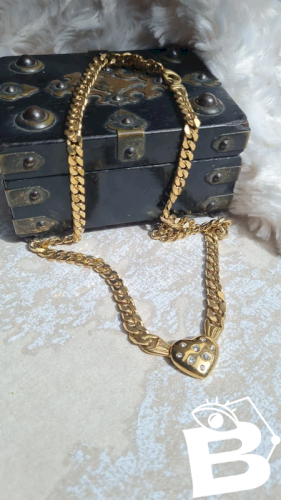 collier - ras de cou - vintage- collier fantaisie cœur avec strass