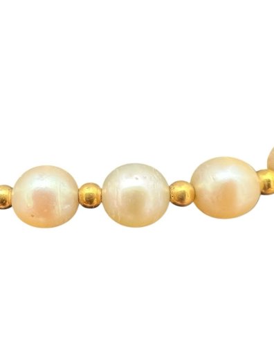 Collier ras du cou perles Akoya Fermoir Or Jaune Carats Diamants Vintage