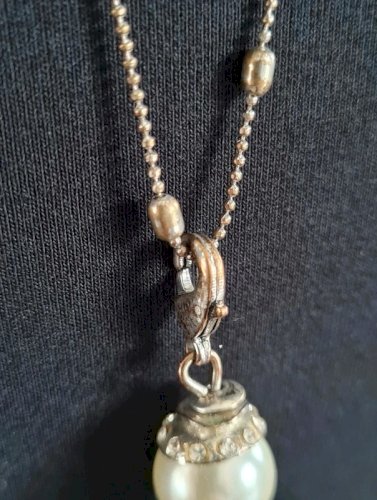 collier sautoir - collier fantaisie- argenté - chic- CRS- strass