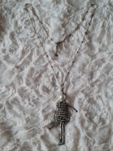 collier sautoir - collier fantaisie- argenté - chic- CRS- strass
