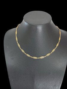 Vintage 1900 Olive Link Necklace Long Chain Gold Signed Mercury