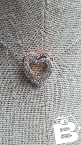 Collier Swarovski  double cœur réversible : cristaux