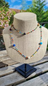 Venetian necklace - millefiori glass - Murano - 1960s beads - vintage Italian sautoir