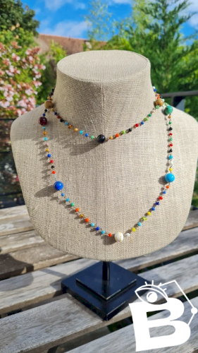 Collier vénitien - verre millefiori -Murano - perles années 60- sautoir Italien vintage