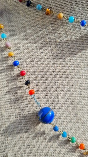 Collier vénitien - verre millefiori -Murano - perles années 60- sautoir Italien vintage