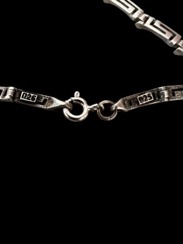 Collier vintage argent 925 Torque Motif Grec Méandre Poinconné- Choker - Tour