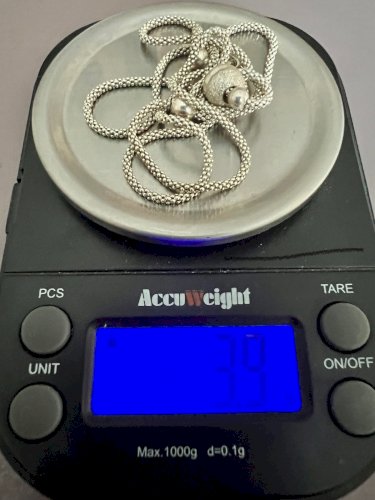 collier vintage argent massif 925 poinçonner avec pendentif perle