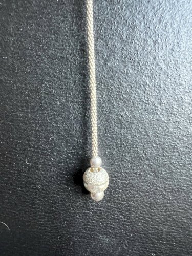 collier vintage argent massif 925 poinçonner avec pendentif perle