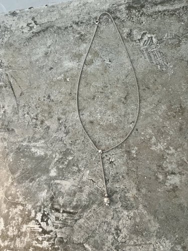 collier vintage argent massif 925 poinçonner avec pendentif perle