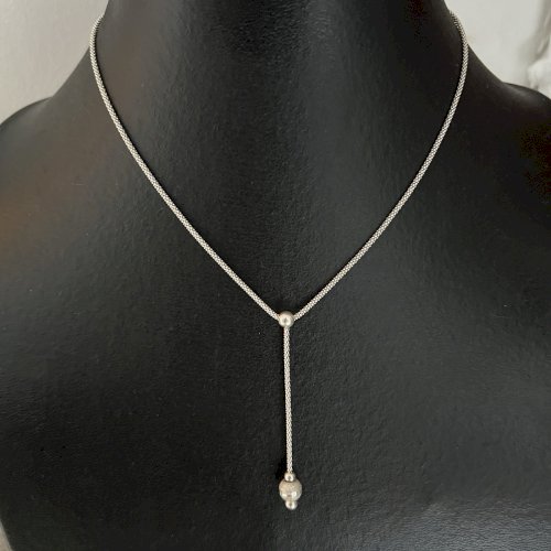 collier vintage argent massif 925 poinçonner avec pendentif perle