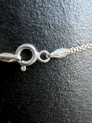 collier vintage argent massif 925 poinçonner avec pendentif perle