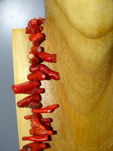 -COLLIER VINTAGE CORAIL ROUGE MARYLIN MODE BIJOU ANCIEN COLLECTION BIJOUX