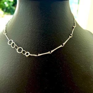 Collier vintage design argent massif créateur « Gusils» vers 1970 Chaine Corde