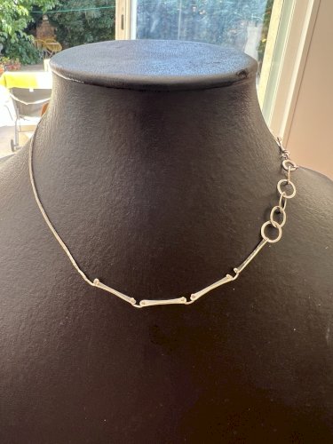 Collier vintage design argent massif créateur « Gusils» vers 1970 Chaine Corde