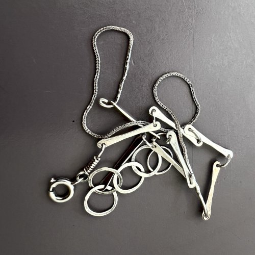 Collier vintage design argent massif créateur « Gusils» vers 1970 Chaine Corde