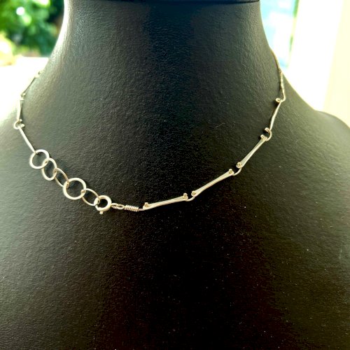 Collier vintage design argent massif créateur « Gusils» vers 1970 Chaine Corde