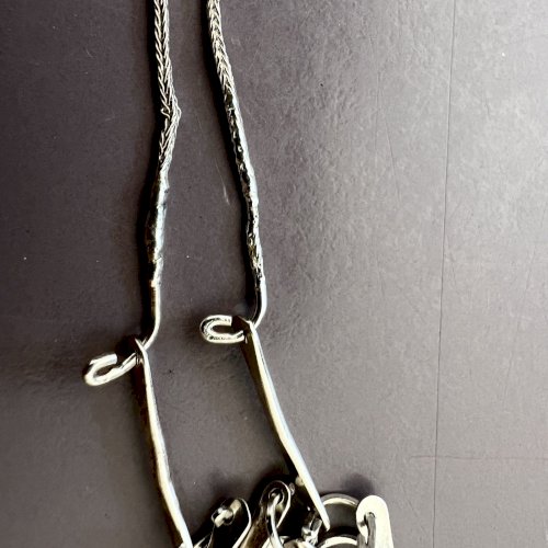 Collier vintage design argent massif créateur « Gusils» vers 1970 Chaine Corde