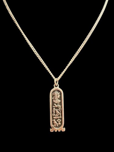 Collier vintage égyptien argent massif Poinçonné unisexe ancien recto verso