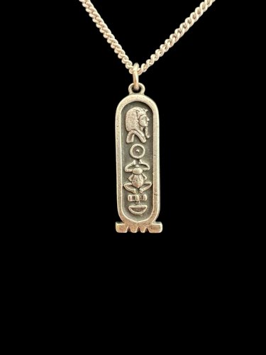 Collier vintage égyptien argent massif Poinçonné unisexe ancien recto verso