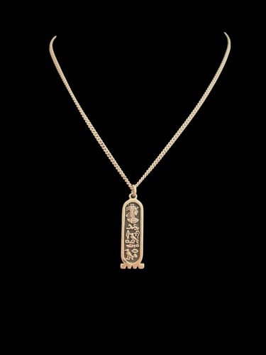 Collier vintage égyptien argent massif Poinçonné unisexe ancien recto verso