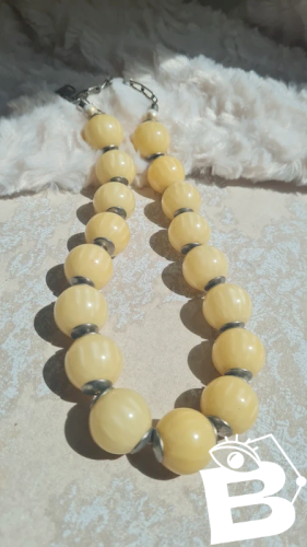 Collier vintage Italien perles galalithe