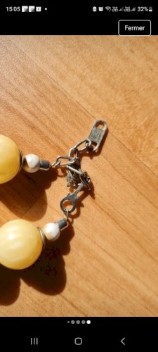 Collier vintage Italien perles galalithe