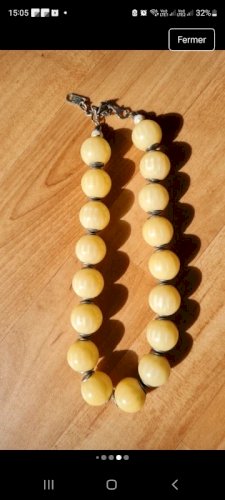 Collier vintage Italien perles galalithe