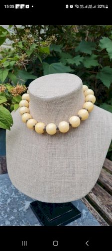 Collier vintage Italien perles galalithe