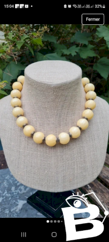 Collier vintage Italien perles galalithe