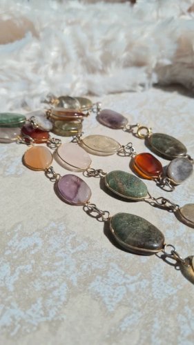 Collier vintage lithothérapie pierres semi-précieuses