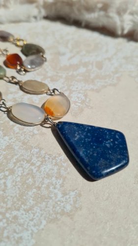 Collier vintage lithothérapie pierres semi-précieuses