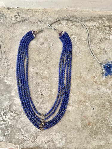 Collier Vintage Perle Argent Multi Rang Ethnique , Inspiration, Indien Cordon