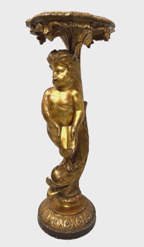 Colonne de présentation en bois sculpté doré XIX siècle