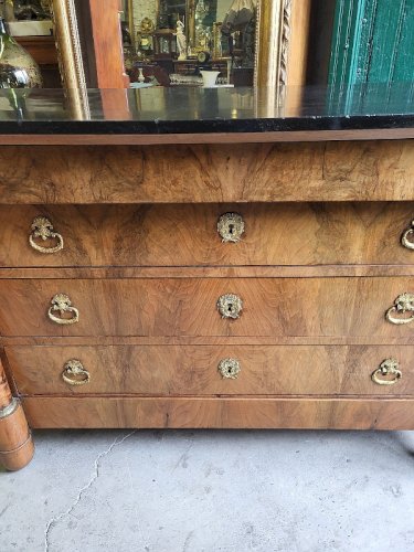 COMMODE 4 TIROIRS EMPIRE EN NOYER BLOND DU XIX ème SIECLE