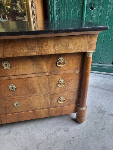 COMMODE 4 TIROIRS EMPIRE EN NOYER BLOND DU XIX ème SIECLE