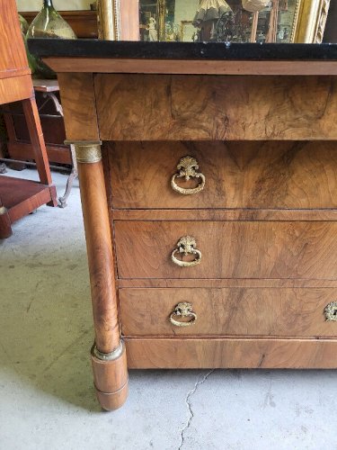 COMMODE 4 TIROIRS EMPIRE EN NOYER BLOND DU XIX ème SIECLE
