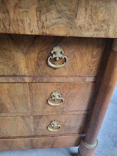 COMMODE 4 TIROIRS EMPIRE EN NOYER BLOND DU XIX ème SIECLE